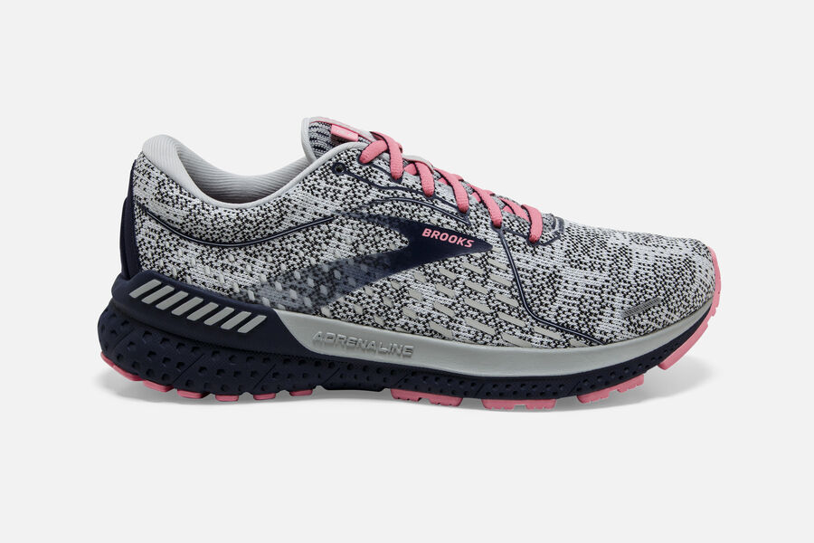 Brooks Adrenaline Gts 21 Road Löparskor Dam - Vita/Svarta/Rosa - 4571-QRJZK